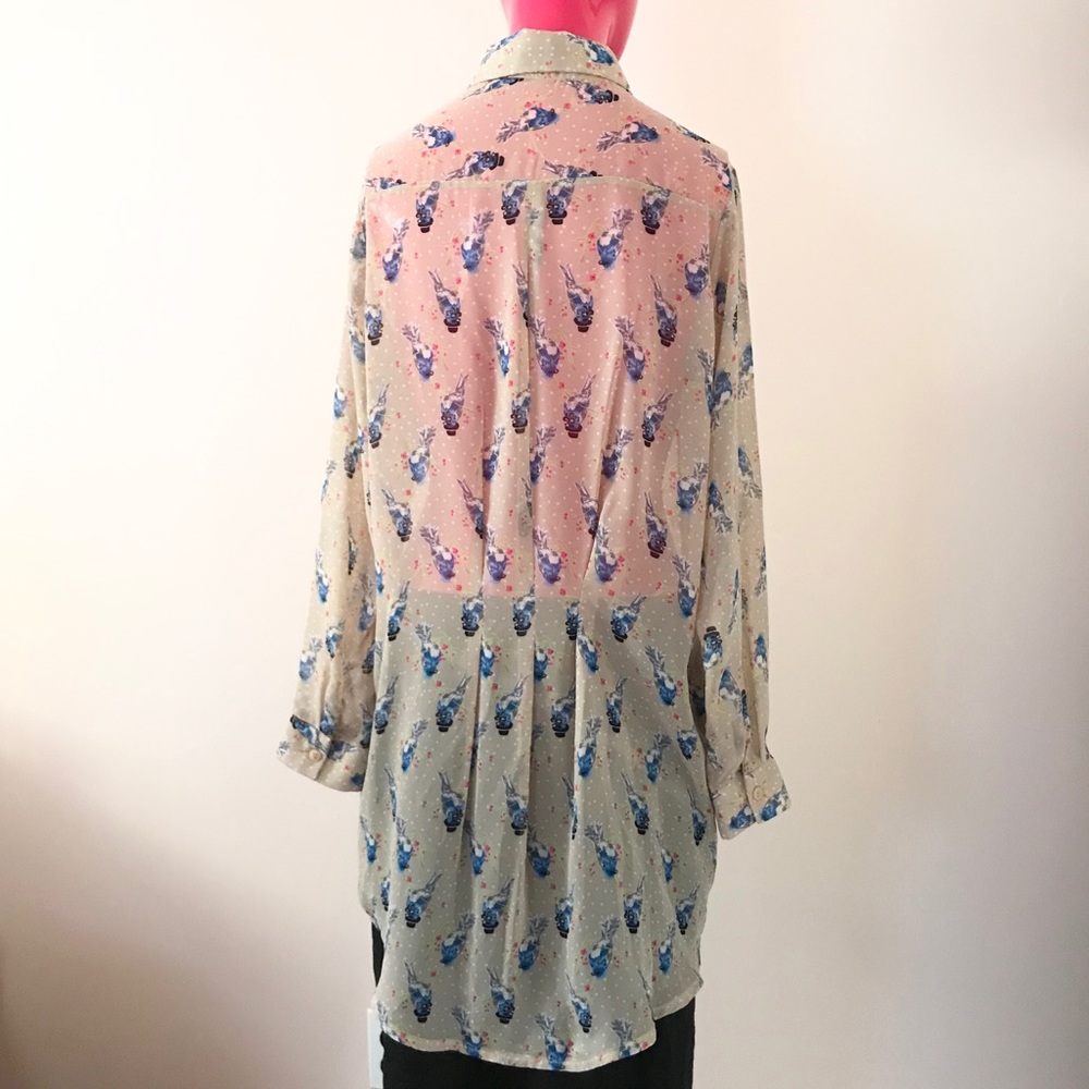 Pinkyotto Bird Pattern Asymmetrical Button Blouse - image 5